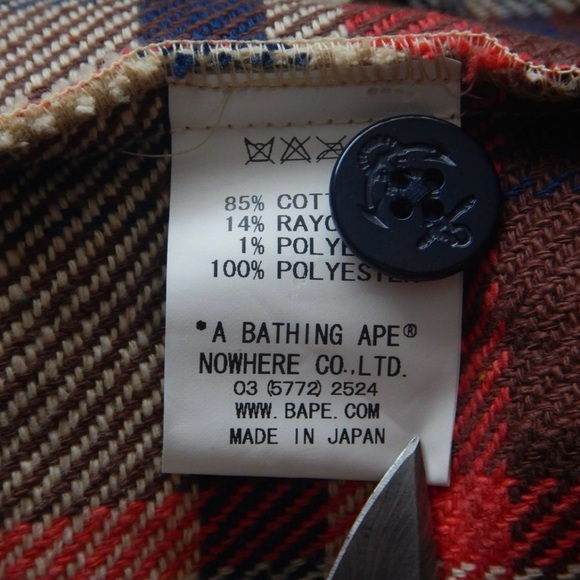Bape Classics Plaid Ape Head Elbow Patch Flannel - Picture 3 of 4